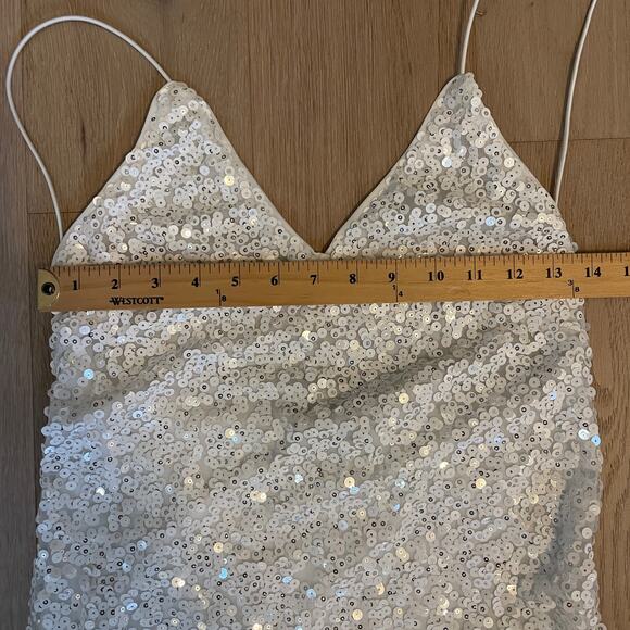 Lulus Force of Fashion White Backless Sequin Mini Dress White Size Womens XS - Picture 5 of 9